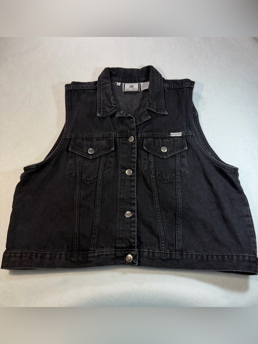 Bill Blass Black Denim Vest Women’s 2X Plus Size Button Front